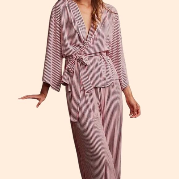 LAKE Other - LAKE Dreamknit Kimono Pajama Set Red